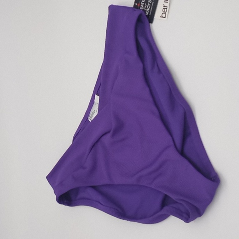Bar III Micro Rib V-Waist Bikini Bottom Hibiscus Purple L
